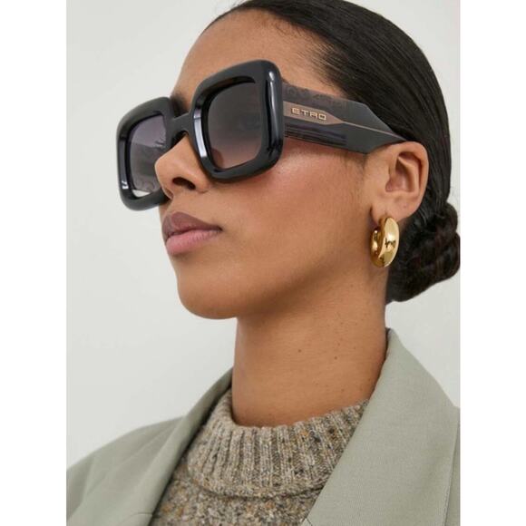 New Etro ETRO0015/S 0KB79O Dark grey Square Sunglasses, Authentic main image 12